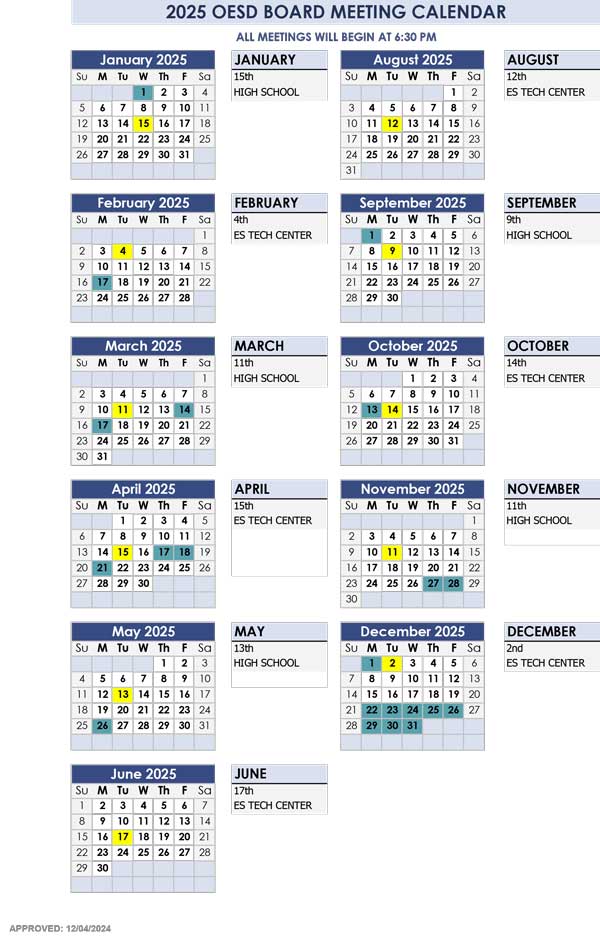 2023 Board meeting calendar