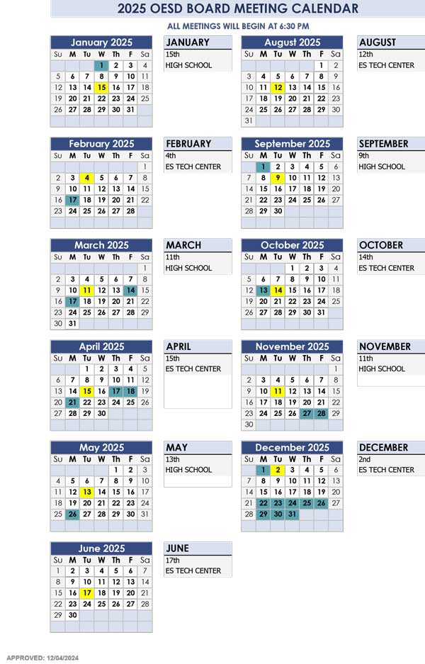 2024 Board meeting calendar